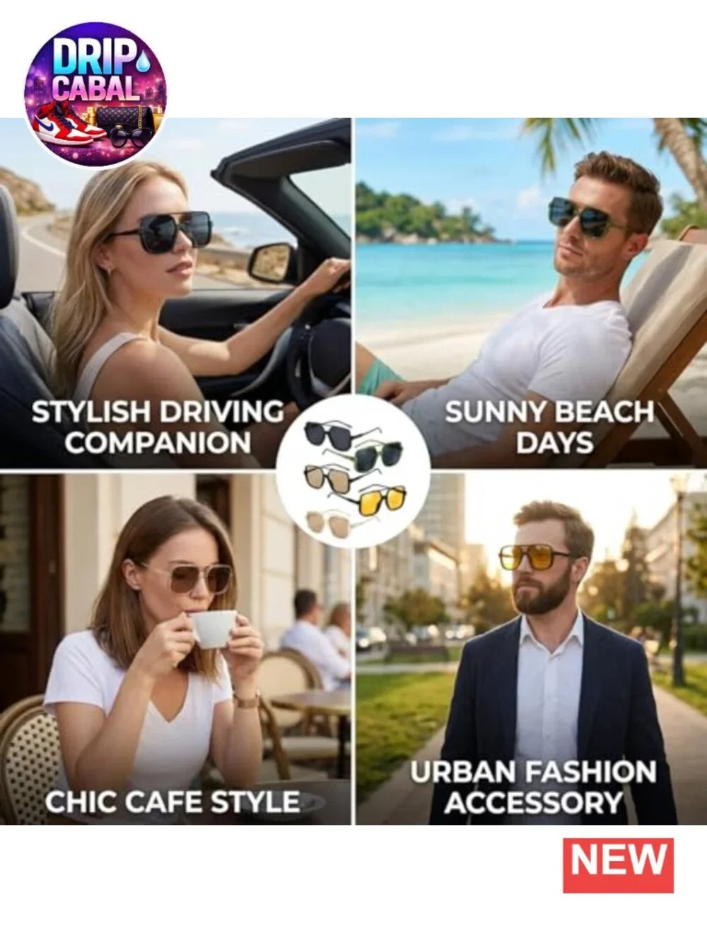 5 Pack Oversized Square Sunglasses Women UV Protection Lightweight Fashion